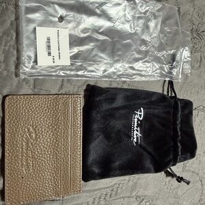 Primitive Pebbled Leather Card Holder in Taupe